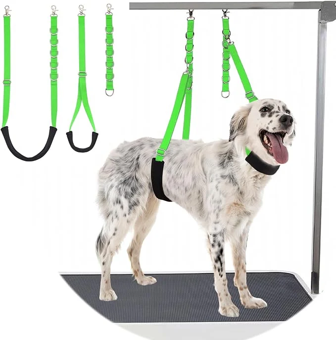 Exclusive Dog Grooming Belly Strap – 3PCS Grooming Restraint Set Adjustable Belly Band Loops Strap with Padded Support Loop Extension Straps Pet Grooming Harness Kit for Dogs Green About ThisOverview Traditional