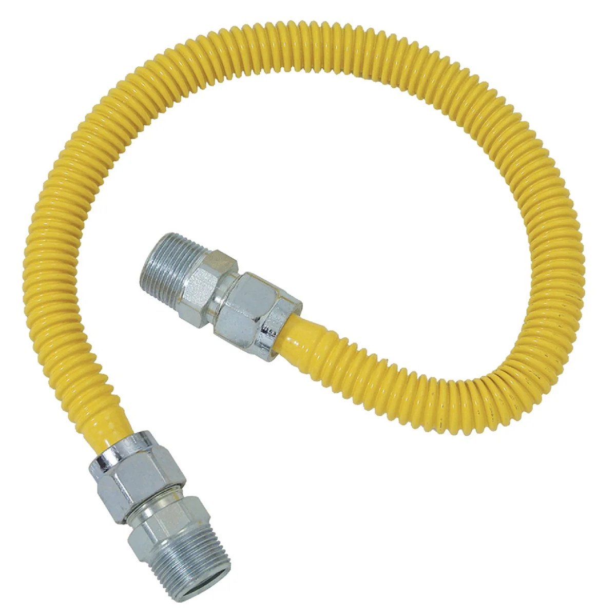 Soft Dormont 5 8 In. OD x 60 In. Coated Stainless Steel Gas Connector 3 4 In. MIP x 1 2 In. MIP Tapped 3 8 In. FIP Green