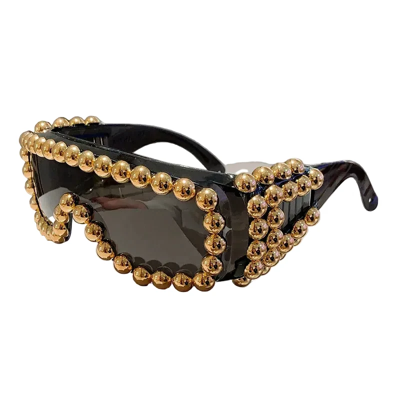 Effective Oversized Square Pearl Sunglasses UV400 Women’s Fashion Eyewear Durable