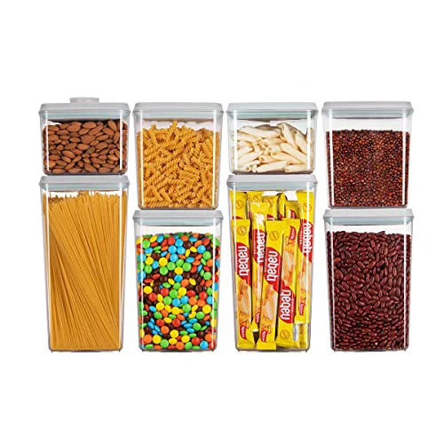 High-Performance Food Storage Containers Pop Airtight Food Storage Containers with Lids for Kitchen Pantry Organizing Ce Snack Flour Sugar Coffee Spaghetti Stackable 13.5256 Fl Oz Casual