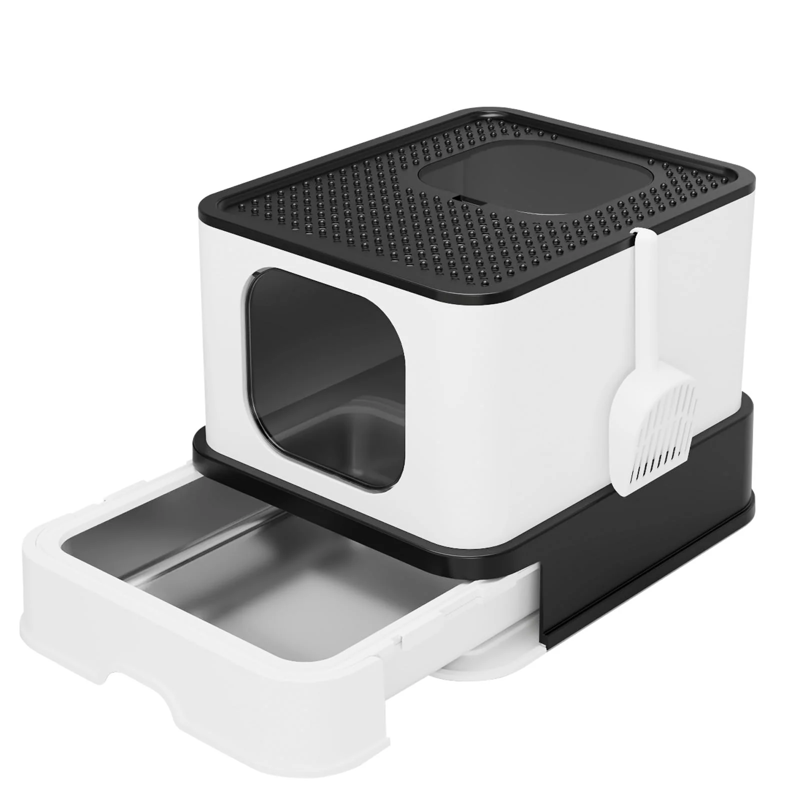 Clean RIZZARI Stainless Steel Litter Box – Extra Large Leak-Proof Enclosed Pan for Cats Under 25 lbs Fine Crafted