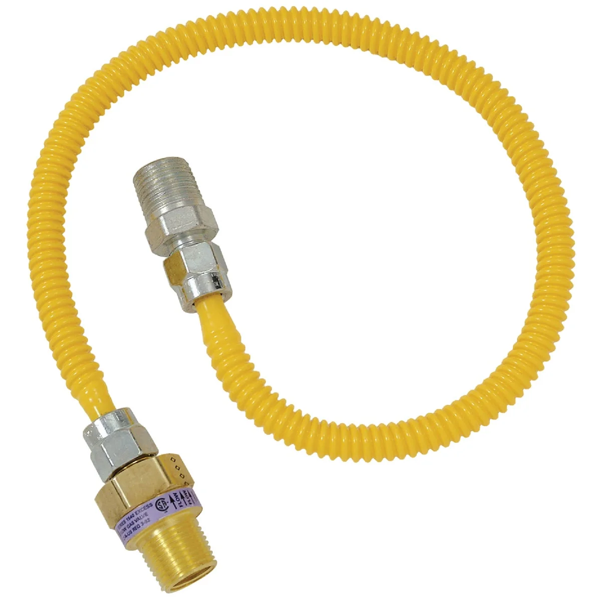 Dormont 3 8 In. OD x 24 In. Coated Stainless Steel Gas Connector 1 2 In. MIP Tapped 3 8 In. FIP x 1 2 In. MIP SmartSense High-End