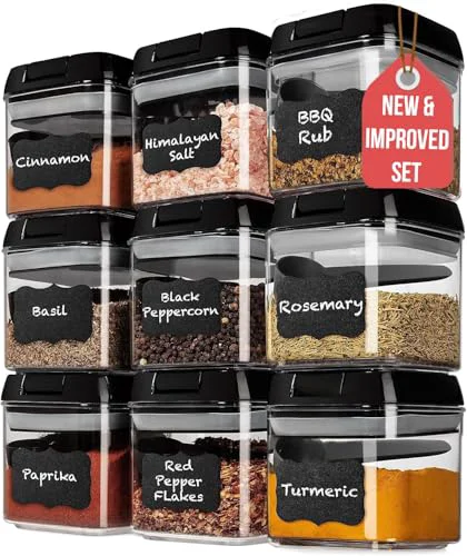 Versatile 9PC 0.5L 17oz Airtight Pantry Storage Containers with 6 Spoons 9 Count User-Friendly