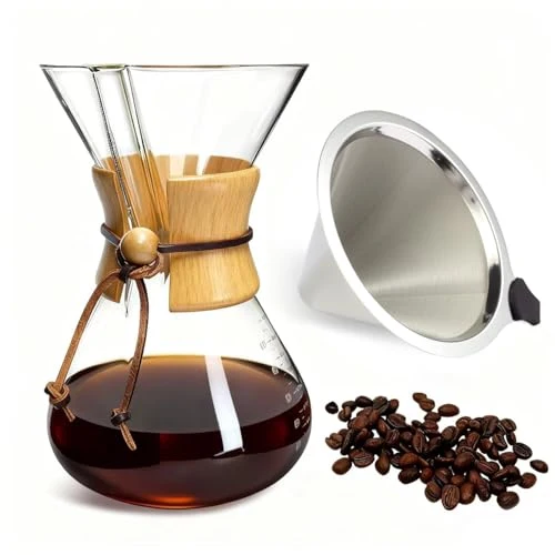 Original Design subjectthree Glass Coffeemaker 10 Cup Coffee Drip Pour Over Set Safe