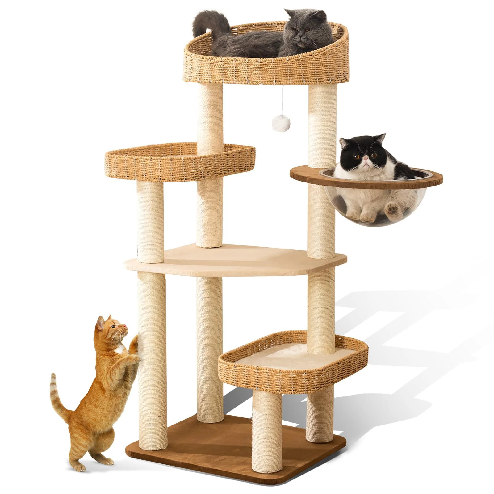 Quality SHODMI Modern Cat Tree Tower for Large Cats Hand-Woven Condo Sisal Scratching Post Practical
