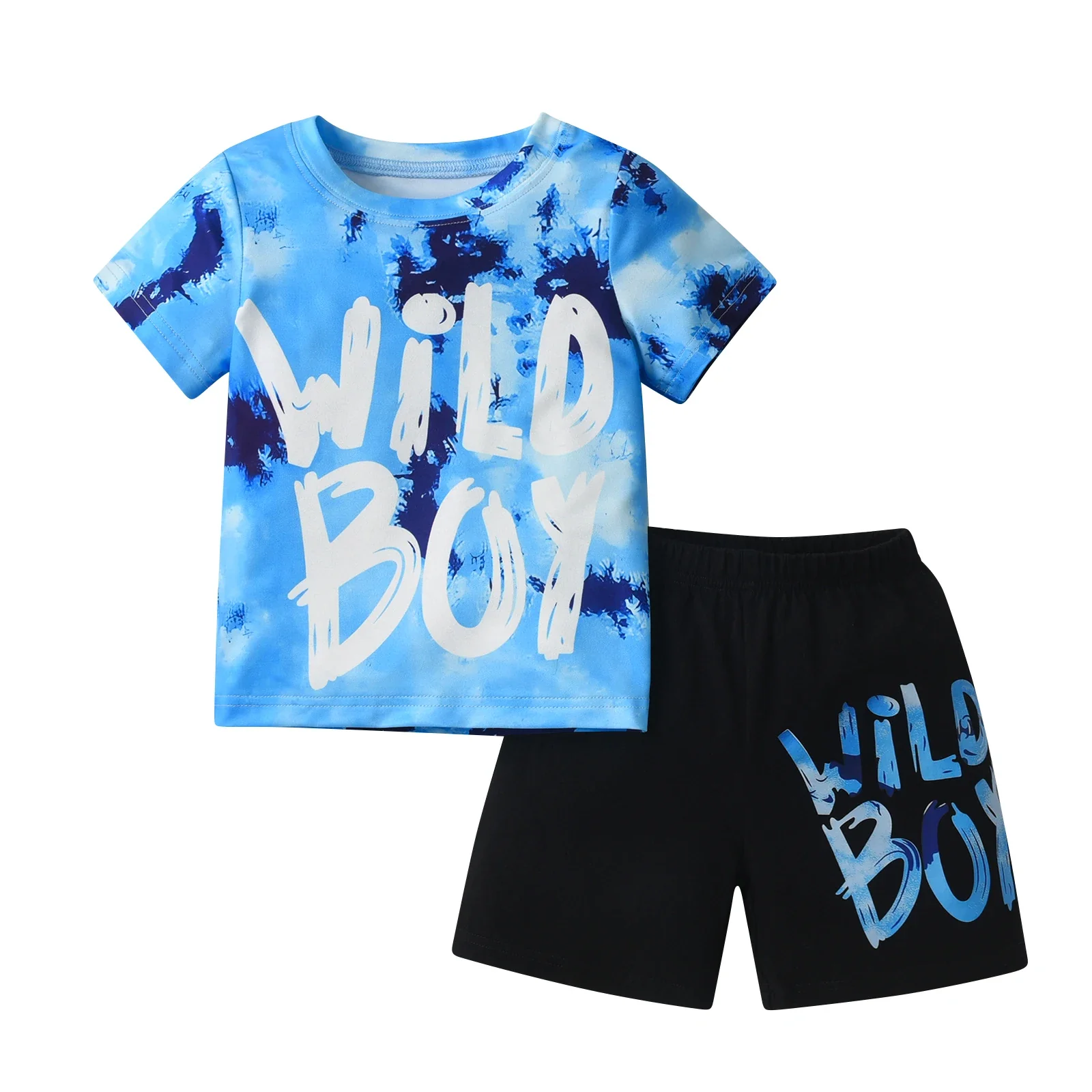 Professional Toddler Boy Summer Tie-Dye Letter Print T-Shirt and Shorts Set Functional