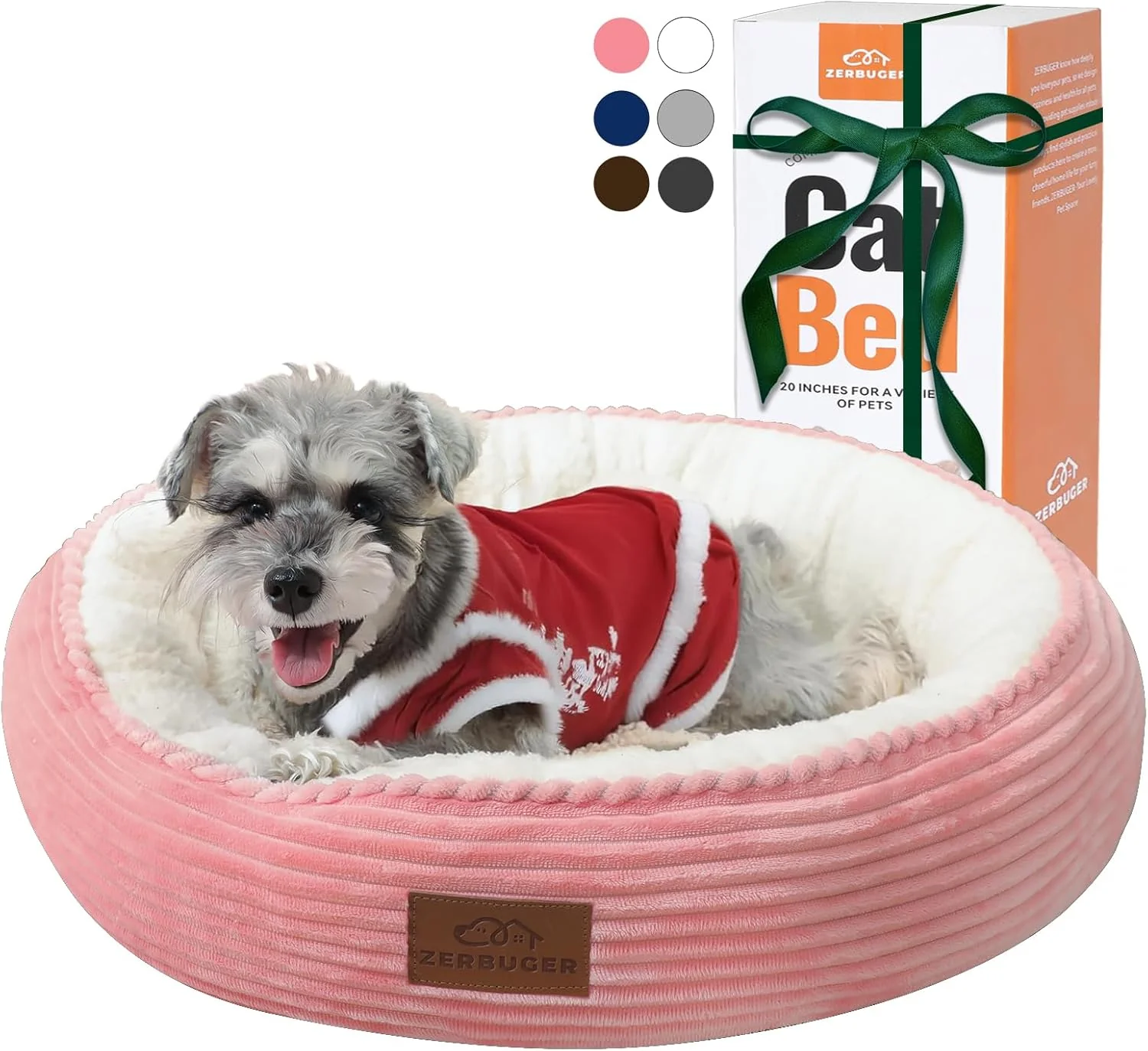 Effective 23in Pink Round Cat Dog Bed for Large Medium Small Dogs Cats Machine Washable Sleeping Sofa Non-Slip Bottom Breathable Soft Calming Pet Cuddler for Indoor Outdoor Car Cage Reliable