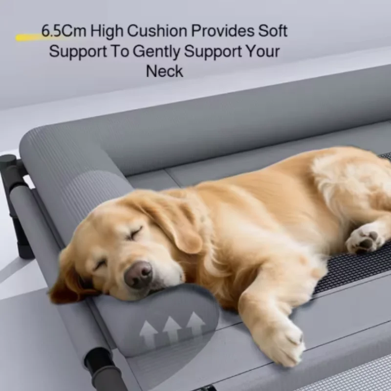 First-Class Cooling Dog Cot Bed with Pillow Breathable Mesh Washable Pet Furniture Recyclable