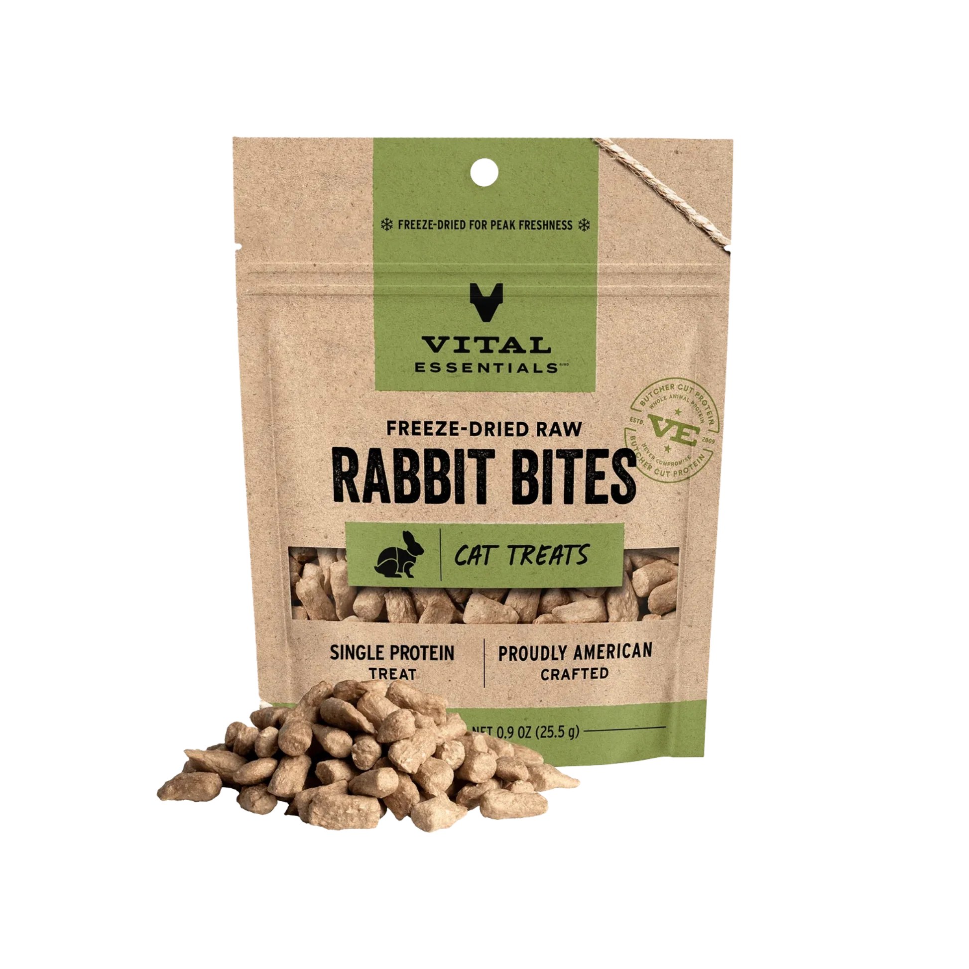 Selected Vital Essentials ze-Dried Raw Rabbit Bites Cat Treats 0.9oz Original