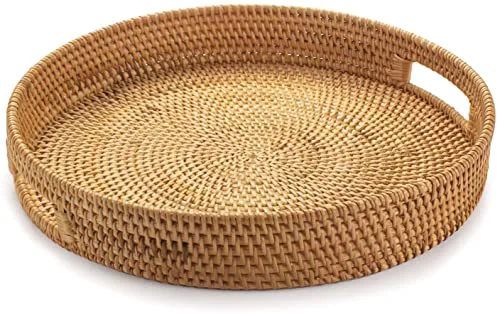 Modern Rattan Round Serving Tray Stylish