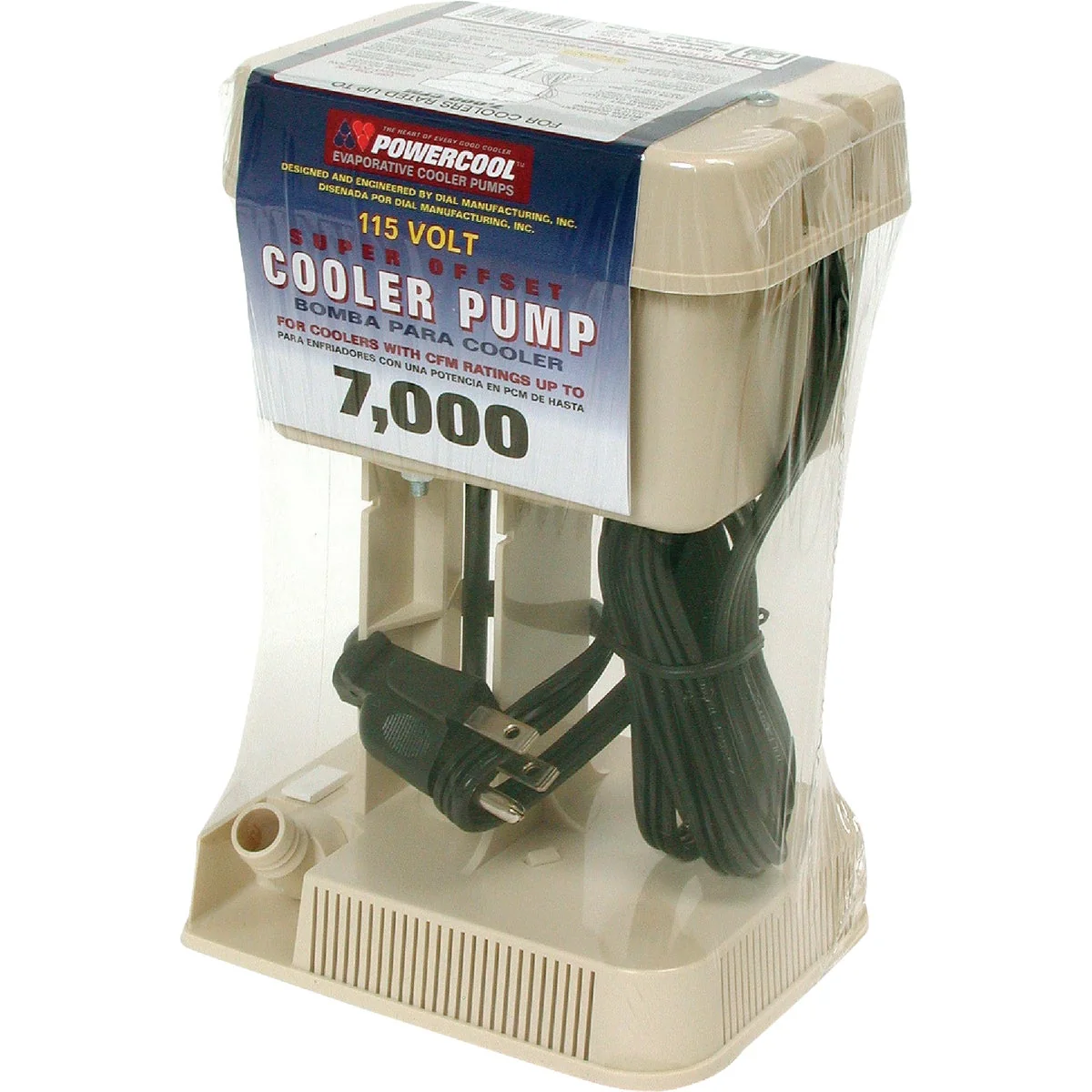Minimalist Dial 115V 7000 CFM 250 GPH Evaporative Cooler Offset Pump Optimized