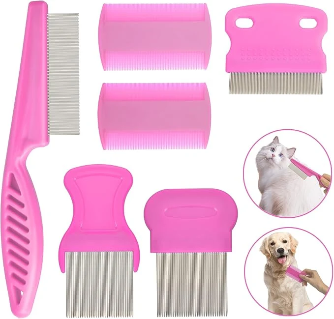 Lightweight Flea Comb for Cats Dogs 6 Pack Pet Lice Comb Set Pet Grooming Pets for Small Medium Large Pets（Pink）About ThisOverview Versatile