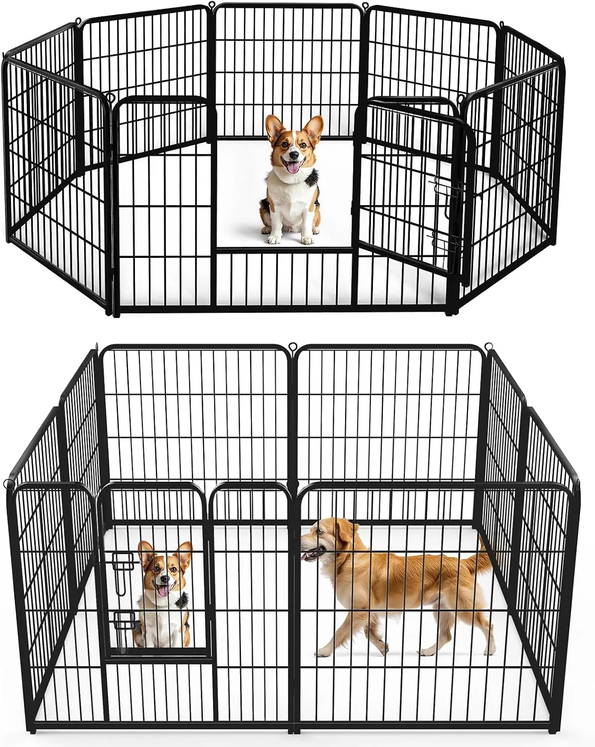 Artisan 32 Inch Metal Dog Playpen 8-Panel Foldable Pet Fence with Door for Indoor Outdoor Use Eco-Friendly