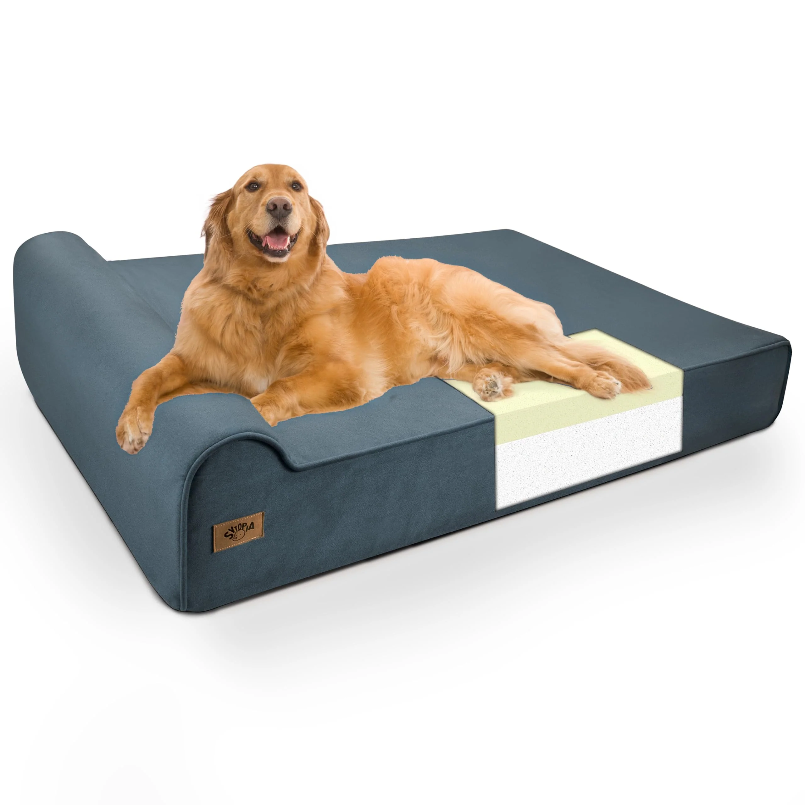 Reusable Sytopia XXL Memory Foam Dog Bed – 7-inch Thick Orthopedic Couch for Senior Dogs Over 100 lbs Waterproof Washable Cover Authentic