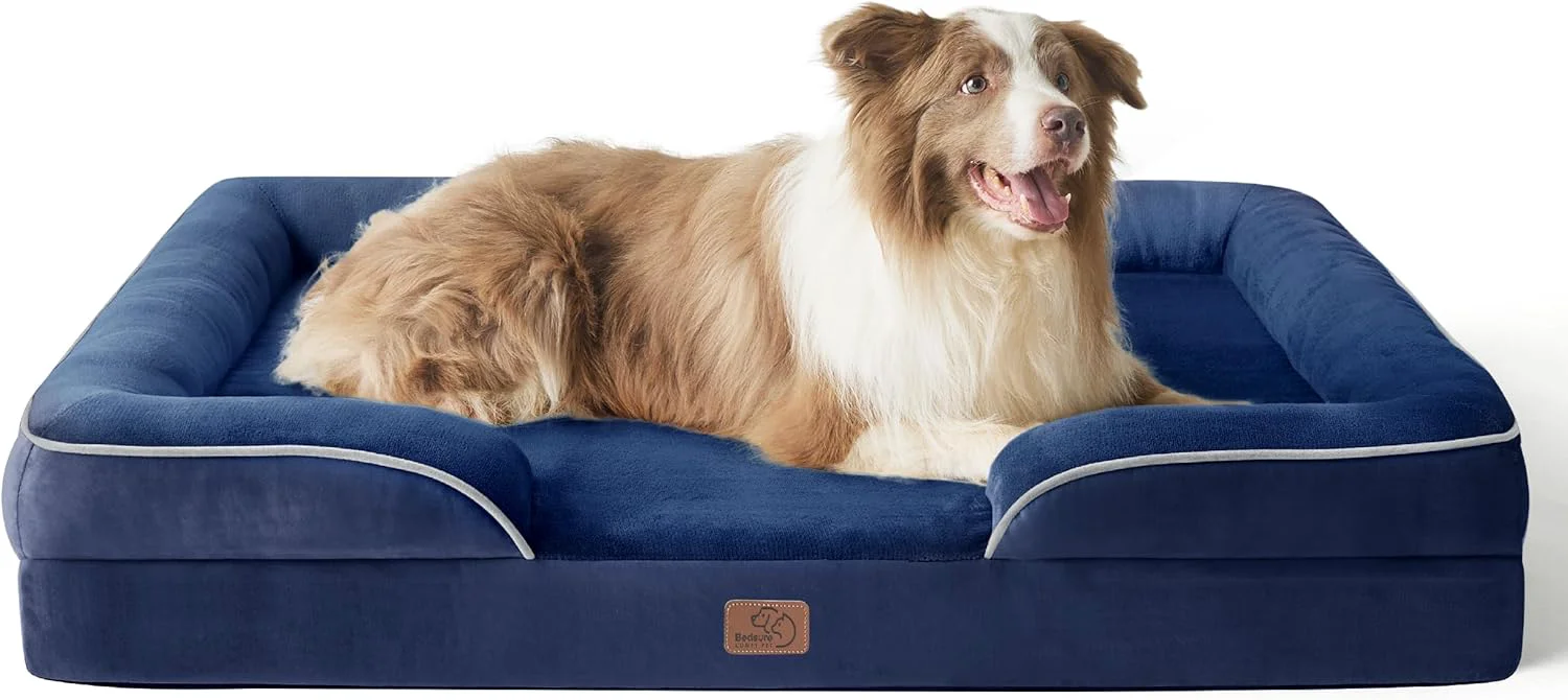 Exceptional Bedsure L Plus Orthopedic Dog Bed for Large Dogs – Washable Dog Cat Bed Waterproof L Plus Big Comfort Dogs Couch Sofa with Washable Removable Cover Pet Bed with Nonskid Bottom Blue Navy 38 Original Design