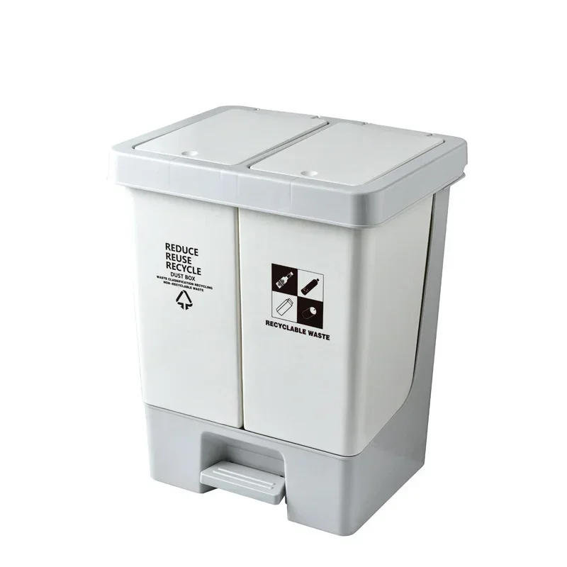 Professional Double Compartment Pedal Trash Can with Lid and Sorting Bins Premium