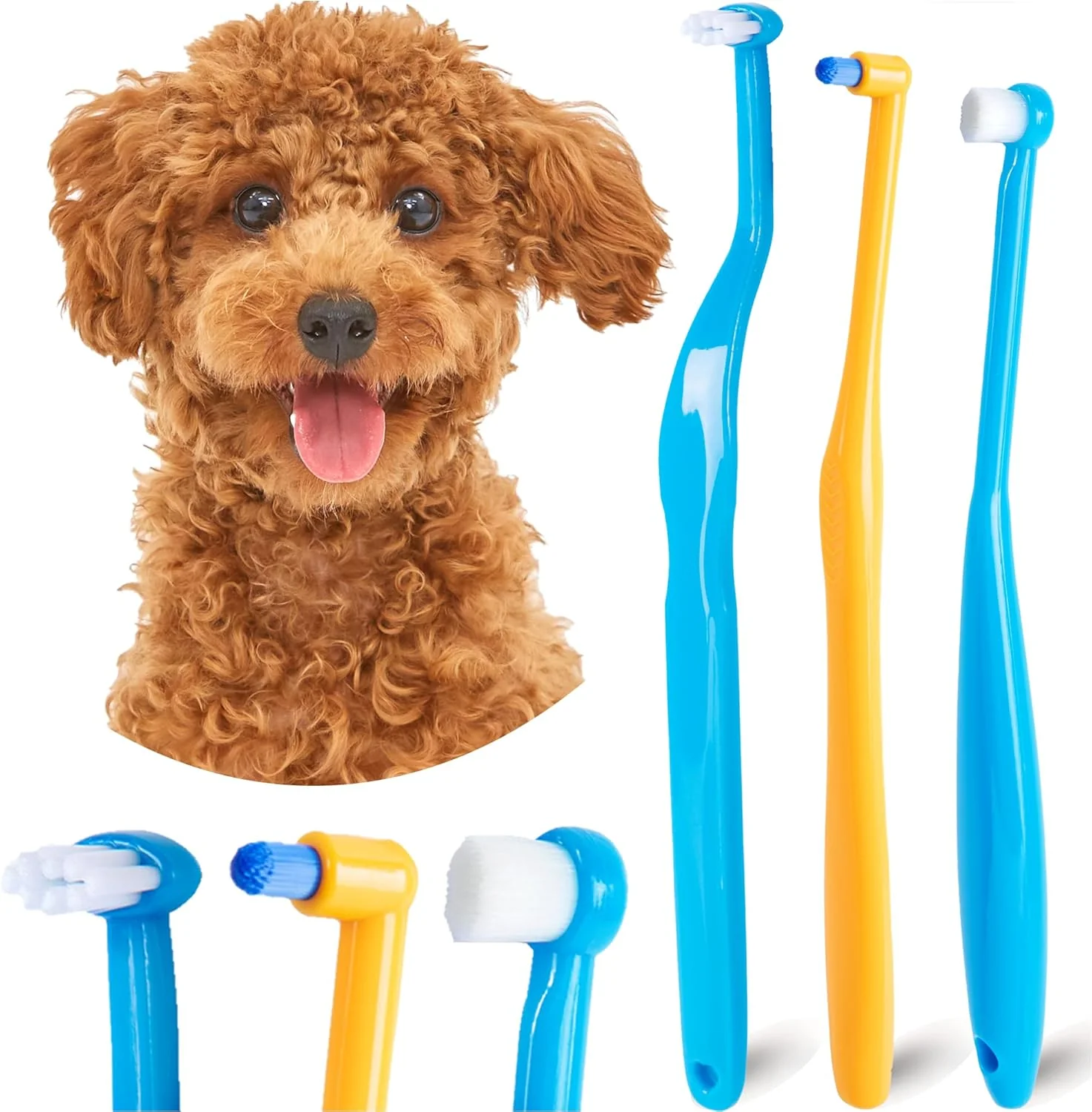 Proven Small Dog Toothbrush Cat Puppy Tooth Brushing Kit Mini Tuft Horizontal Head Teeth Brush for Kitten Tiny Pet Doggy Toothbrushes Deep Dental Cleaning 3 PCS Organic