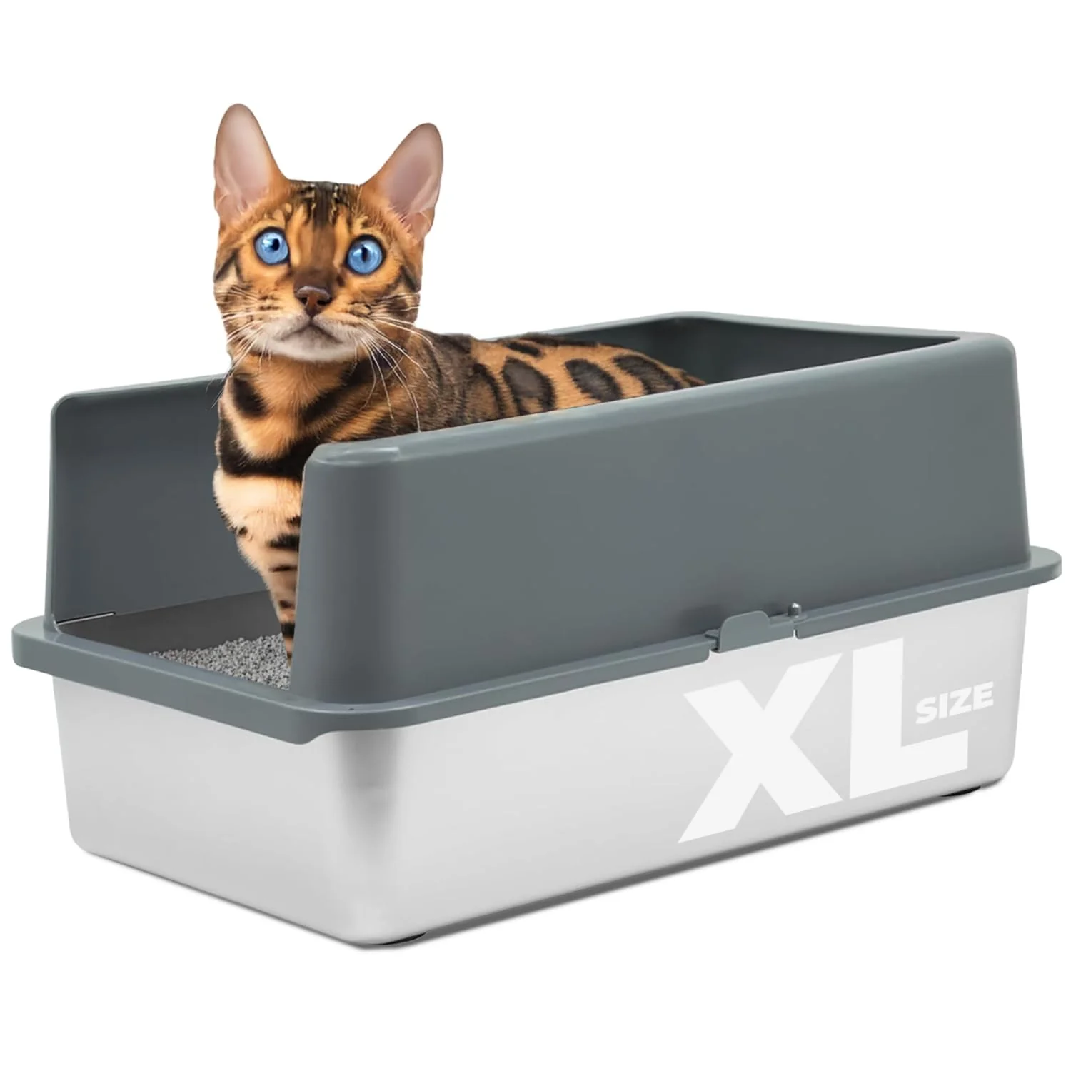 High-End iPrimio XL Stainless Steel Litter Box with Lid High-Sided Rust-Resistant Easy to Clean Official