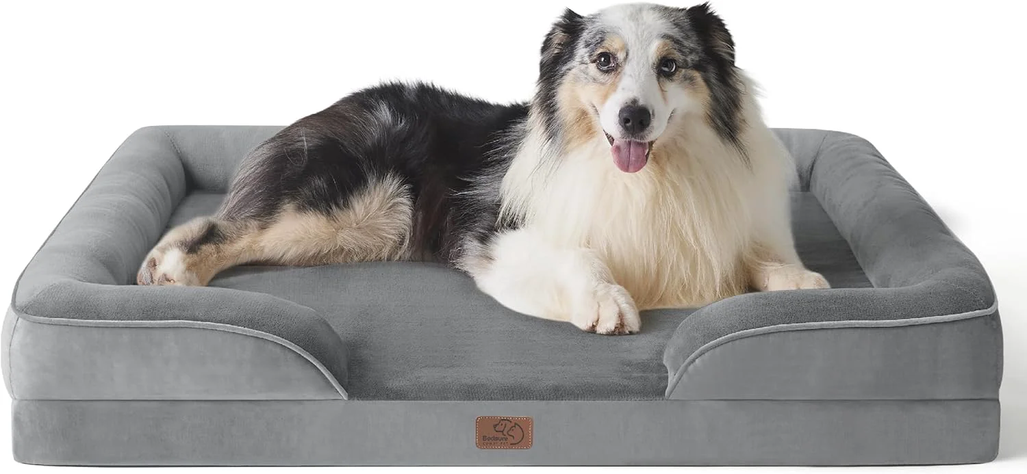 High-End Bedsure XL Orthopedic Dog Bed for Extra Large Dogs – Washable XLarge Dog Cat Bed Waterproof Comfort Dogs Couch Sofa with Washable Removable Cover Pet Bed with Nonskid Bottom Grey 42 Classic