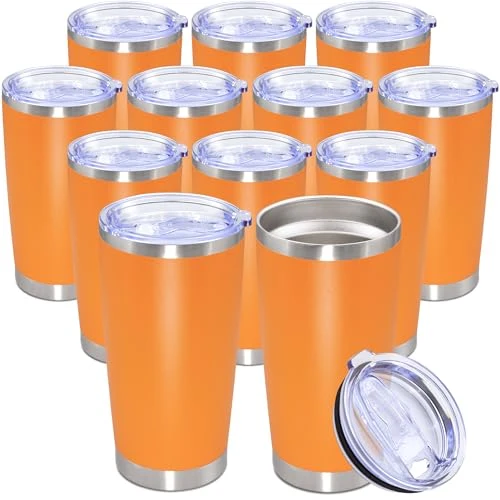 Enhanced 20oz Tumbler Stainless Steel Tumbler Coffee Tumbler with Lid Orange Casual