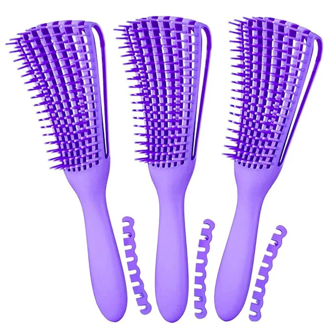 Fast Detangling Brush for Afro America African Hair Textured 3a to 4c Knots Detangler Scalp Massage Comb Hair Detangler for Women 3 pcs 3-Purple Eco-Friendly