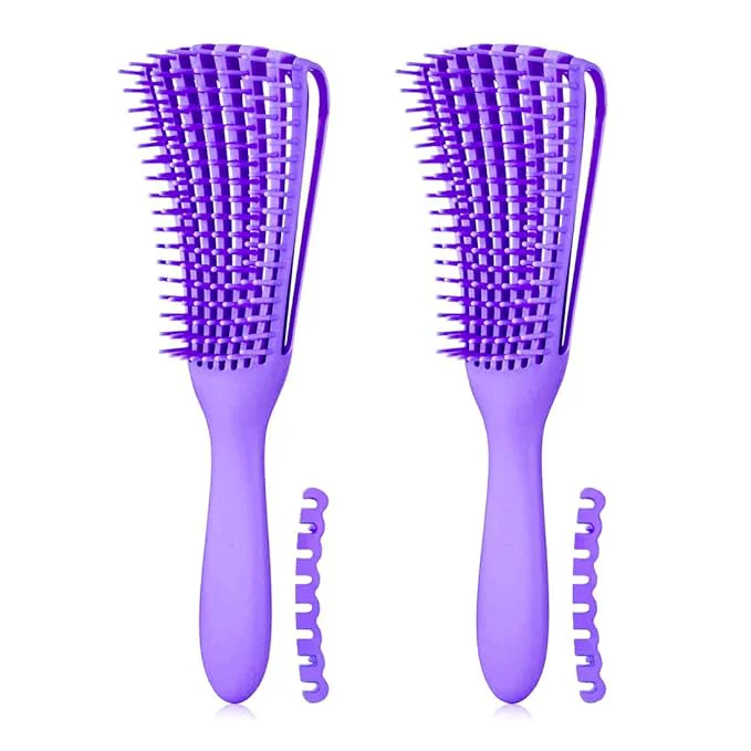Exclusive Hair Brush for Afro America African Hair Textured 3a to 4c Kinky Wavy Curly Coily Wet Dry Oil Thick Long Hair Detangling Brush for Women 2 pcs Purple-Purple Prestigious