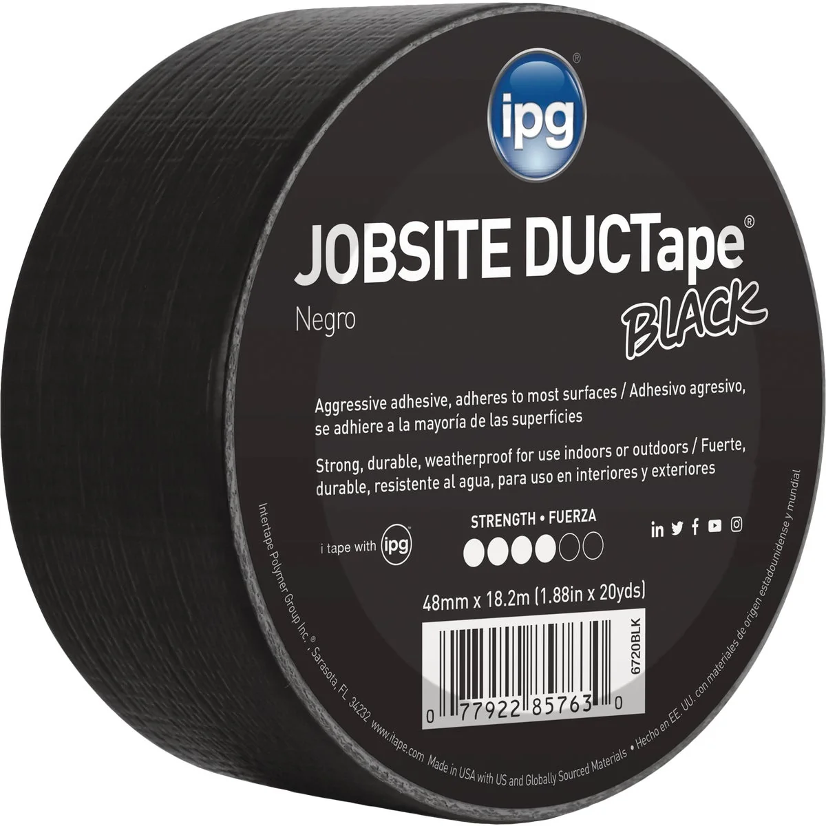 Convenient Intertape DUCTape 1.88 In. x 20 Yd. General Purpose Duct Tape Black Artisan