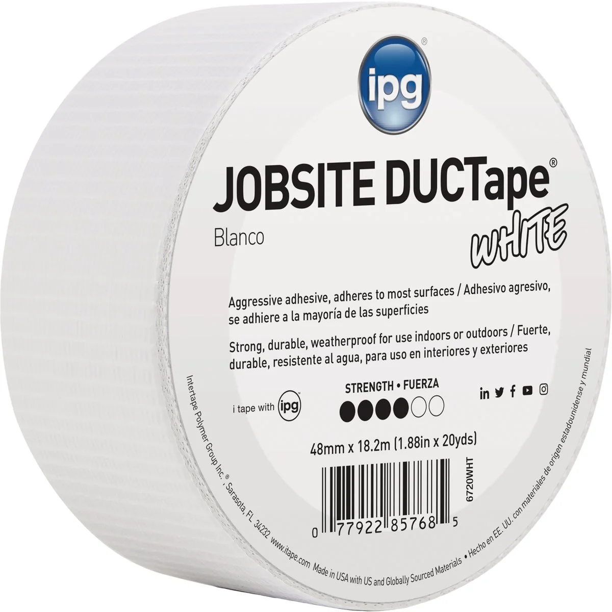 Expertly Made Intertape DUCTape 1.88 In. x 20 Yd. General Purpose Duct Tape White Healthy