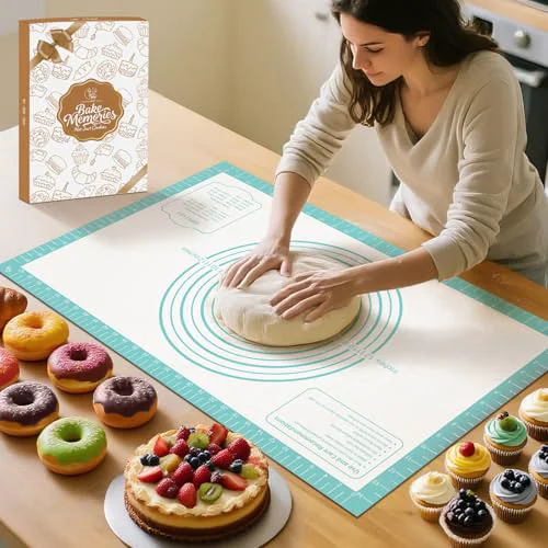 Clean Silicone Pastry Mat for Dough Rolling Green