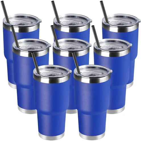Powerful 30oz Tumbler Bulk with Lid and Straw 8 Count Verified