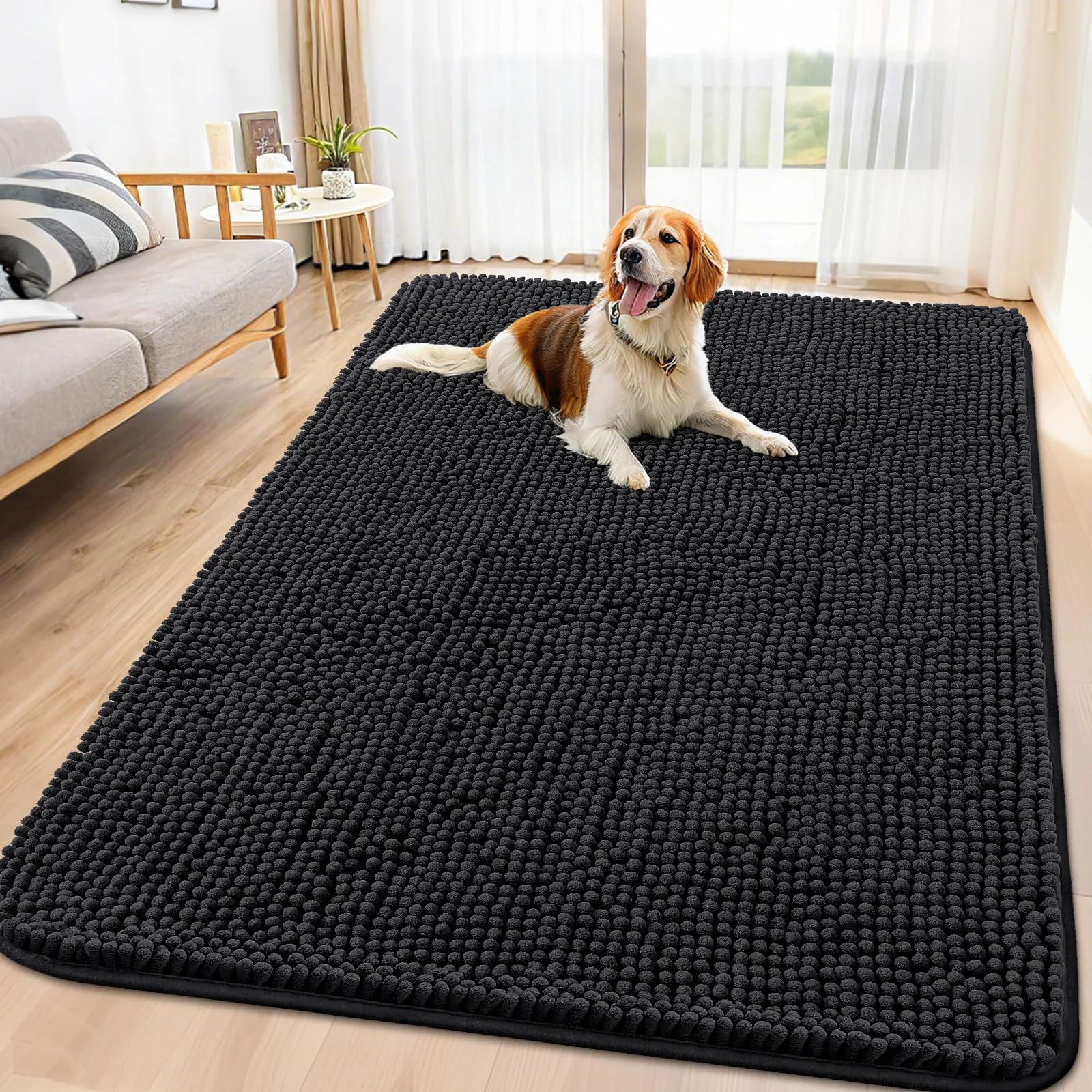 Prestigious Smiry Dog Door Mat for Muddy Paws 71×46 Absorbent Non-Slip Chenille Front Door Mat Professional