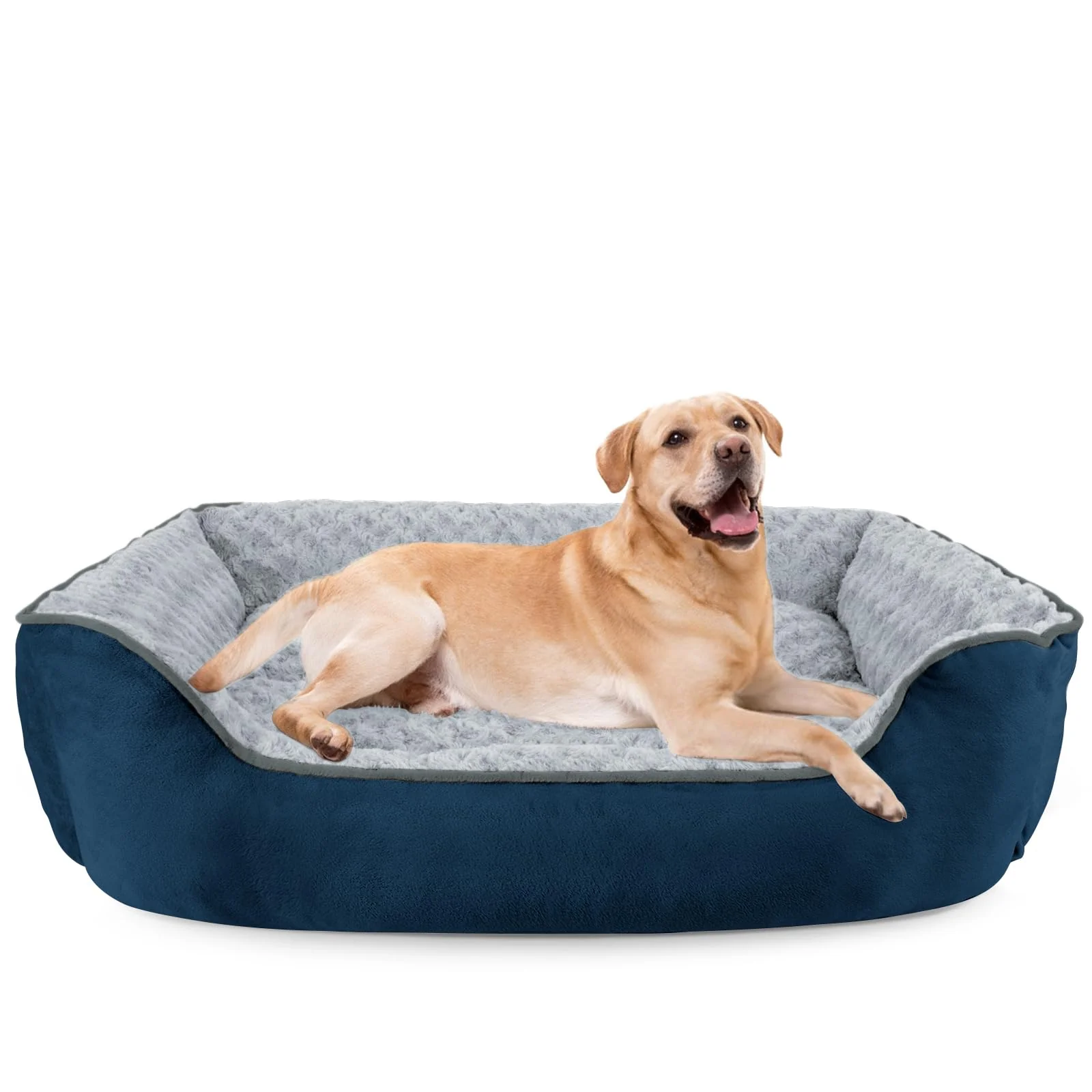 Authentic JOEJOY Rectangle Dog Bed – Washable Orthopedic Sofa Bed for All Sizes Navy Blue Sophisticated