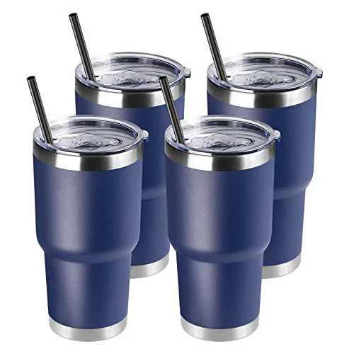 First-Class 30 oz Tumbler with Lid and Straw 4 Count Solid