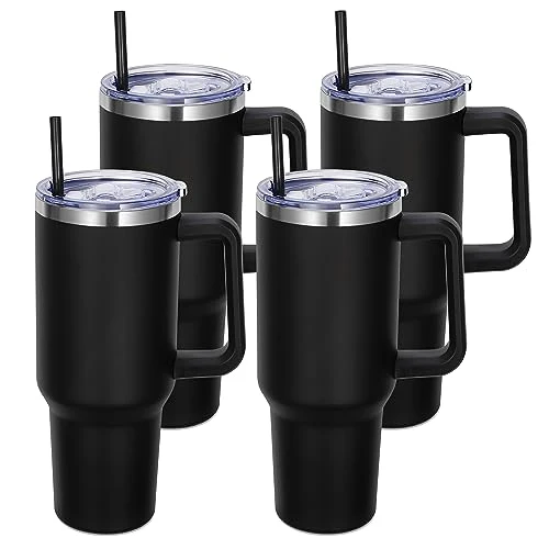 Sophisticated 40 oz Tumbler with Handle and Straw 4 Count Elite