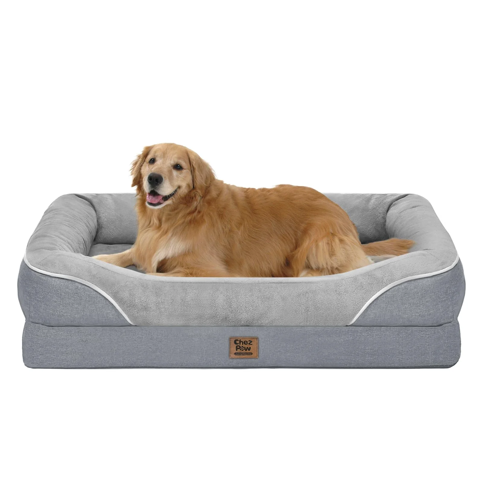 Environmentally Friendly Chez Paw Orthopedic Removable Large Dog Bed XL – Washable Cover Removable Bolsters Non-Slip Waterproof Secure