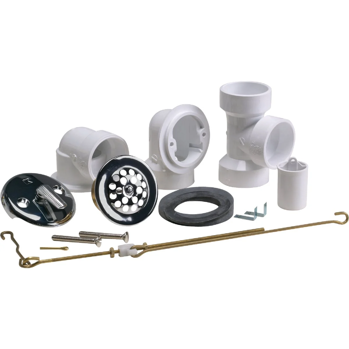 Minimalist Do it Schedule 40 PVC Triplever Half Pack Bath Drain Kit with Polished Chrome Trim Solid