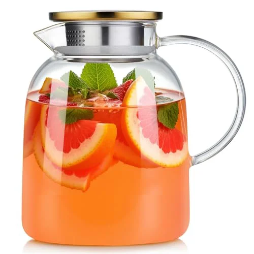 Soft 54OZ Glass Pitcher with Lid and Spout Official