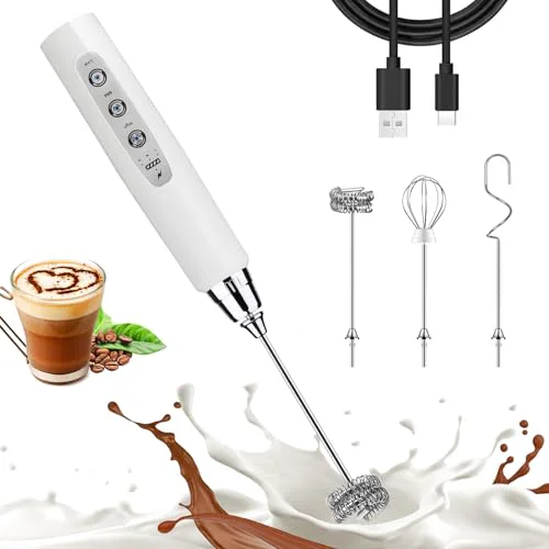 User-Friendly White Milk Frother Wand for Coffee Traditional