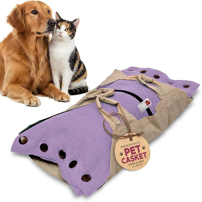 High-End Cocoon® – Eco-Friendly Pet Burial Cremation Ceremony Kit Premium Wool – Casket for Dogs and Cats Choose Size Color Medium Lavender About ThisOverview World-Class