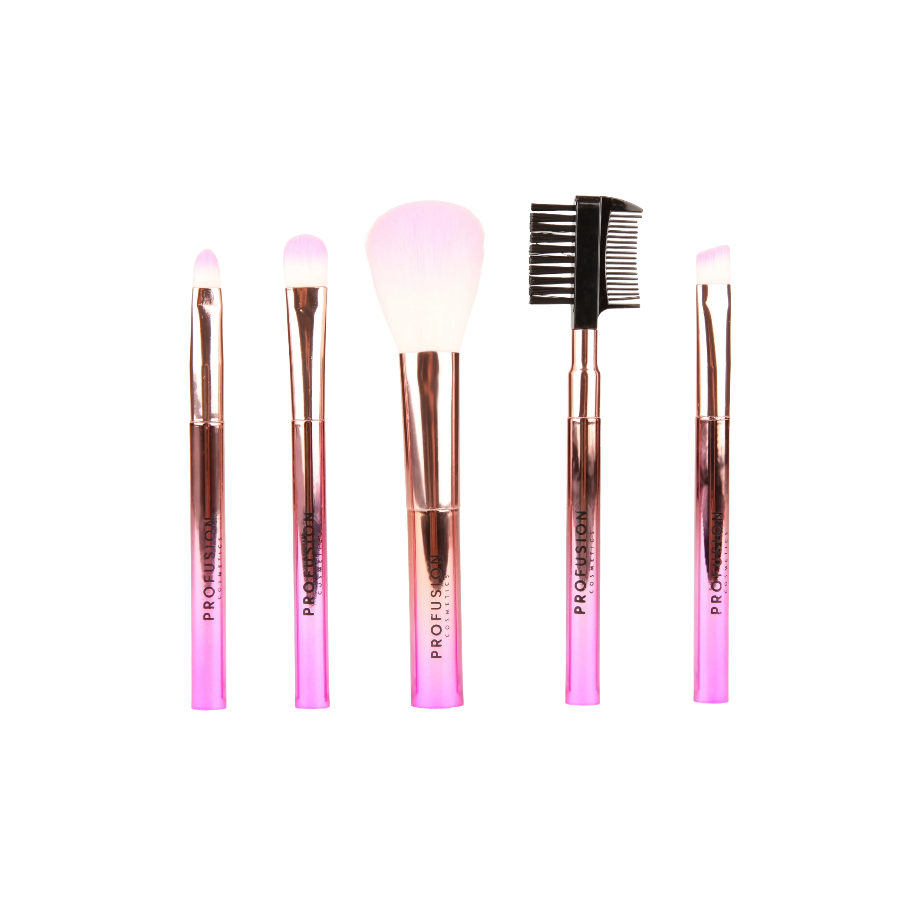 Elegant Crimson Mini Brushes – 5-Piece Mini Brush Set Natural