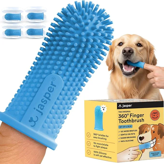Consistent 360° Pet Finger Toothbrush Kit — Dog Cat Dental Care 4-Pack Blue About ThisOverview Sustainable