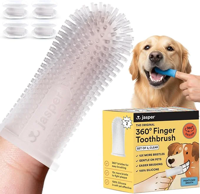 Proven 360° Pet Finger Toothbrush Kit — Dog Cat Dental Care 4-Pack Clear About ThisOverview Classic