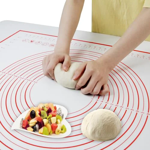 Healthy Dough Mat Pastry Silicone Baking Mats 32×24 Red for Rolling Dough Kneading Sheet Sourdough Bread Baking Supplies Convenient