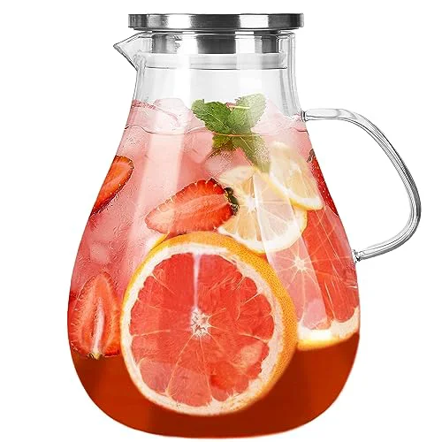 Classic 1 Gallon Glass Pitcher with Lid and Handle Top-Quality