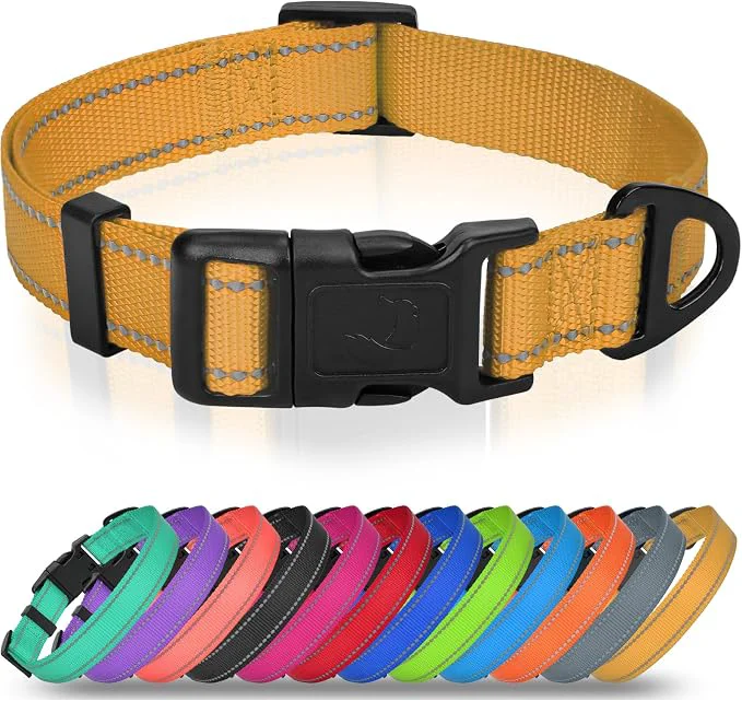 Top-Quality Joytale Large Dog Collar Reflective and Adjustable Nylon Pet Collar Smooth