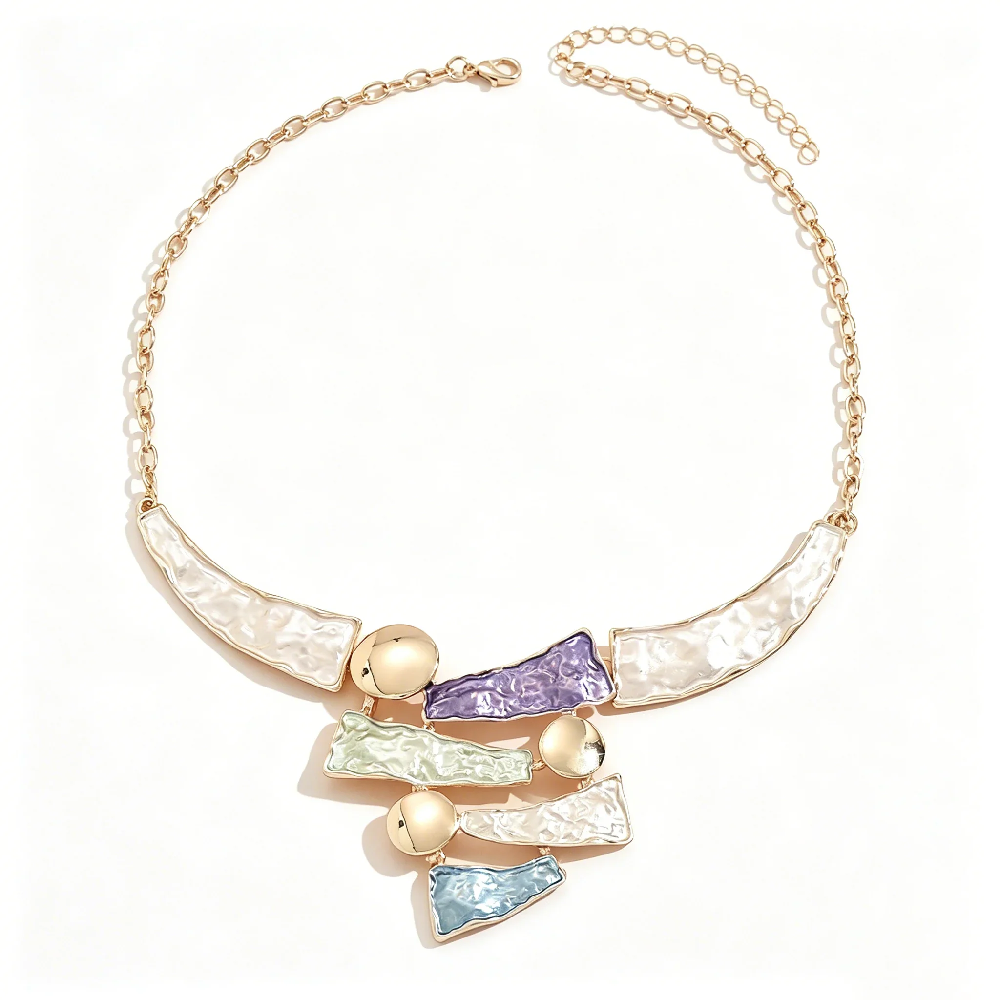 Excellent Women’s Fashion Bohemian Colorful Enamel Geometric Bib Necklace Exceptional