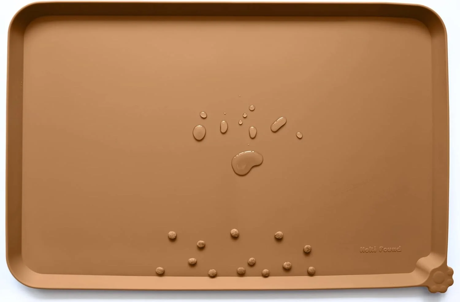 Secure Hoki Found X-Large Silicone Pet Feeding Mats – Non-Slip Dog Cat Bowl Placemats – Waterproof – For Carpet – Butterscotch Easy-to-Use