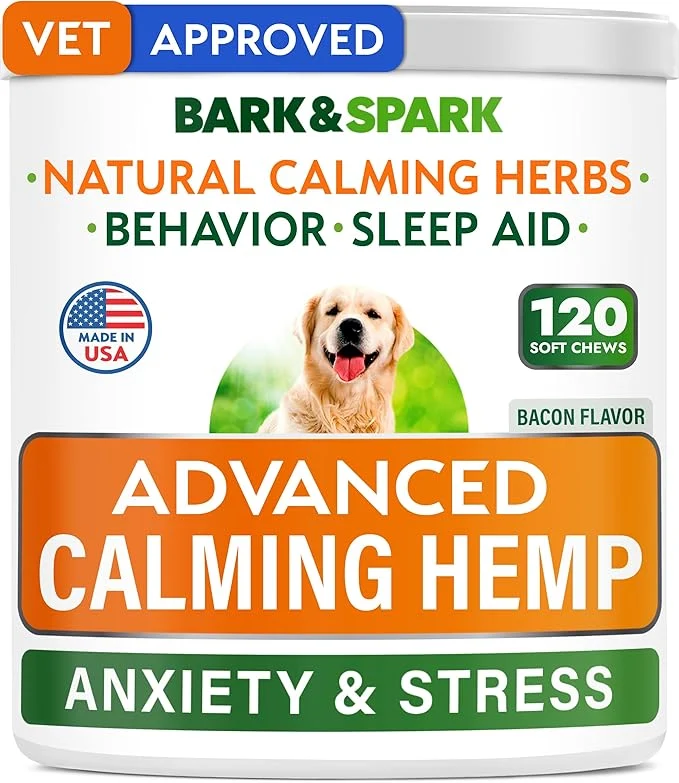Consistent BARK SPARK Advanced Calming Chews for Dogs – Anxiety Relief Treats – Melatonin Hemp Oil – Separation Aid – Stress Relief During Fireworks Storms Thunder – Aggressive Behavior – BBQ 120ct About This Efficient
