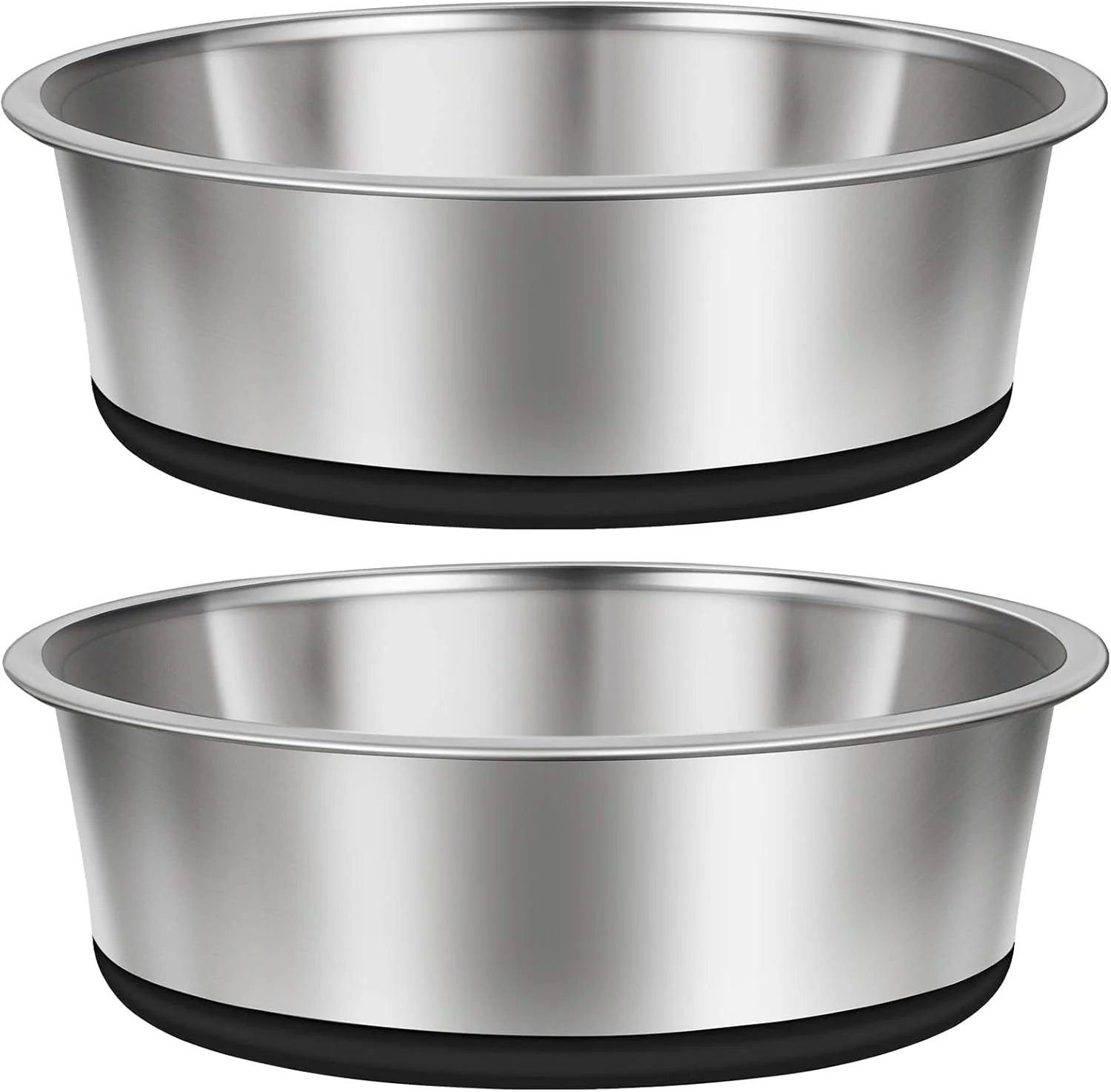 Versatile Taglory 8 Cup Stainless Steel Dog Bowls Set of 2 for Food and Water Silicone Base Anti-Slip Rust Resistant Extra Thick Metal Bowls for Medium Dogs 59oz Black Safe