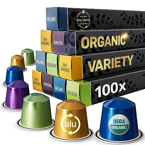 High-Grade Organic Espresso Variety Pack for Nespresso Line Machines 100 Count Secure